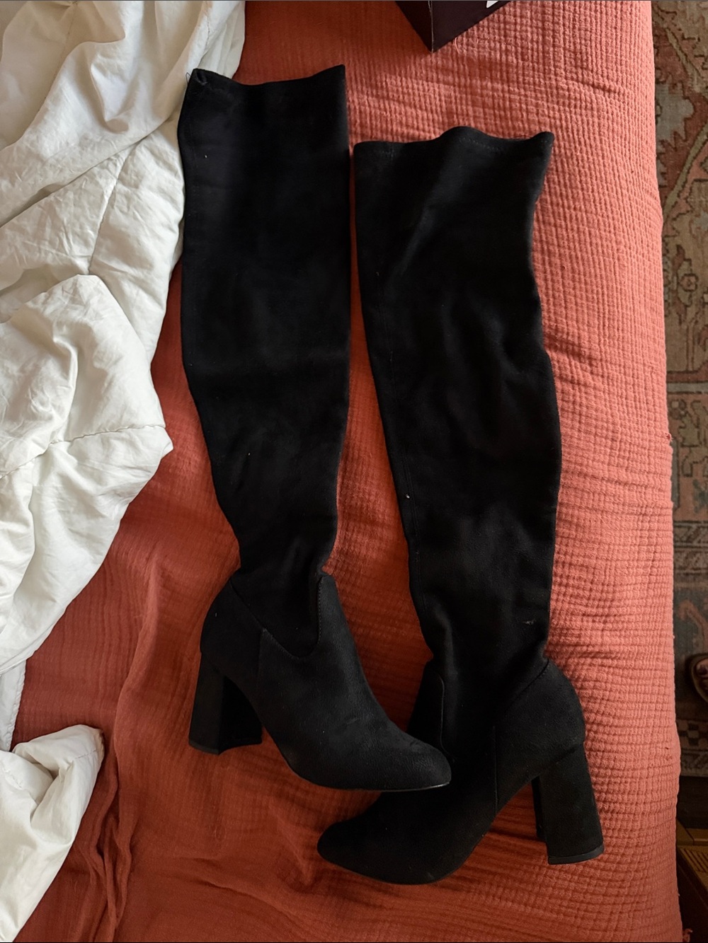 Lulu's Black Over-the-Knee Suede Block Heel Boots